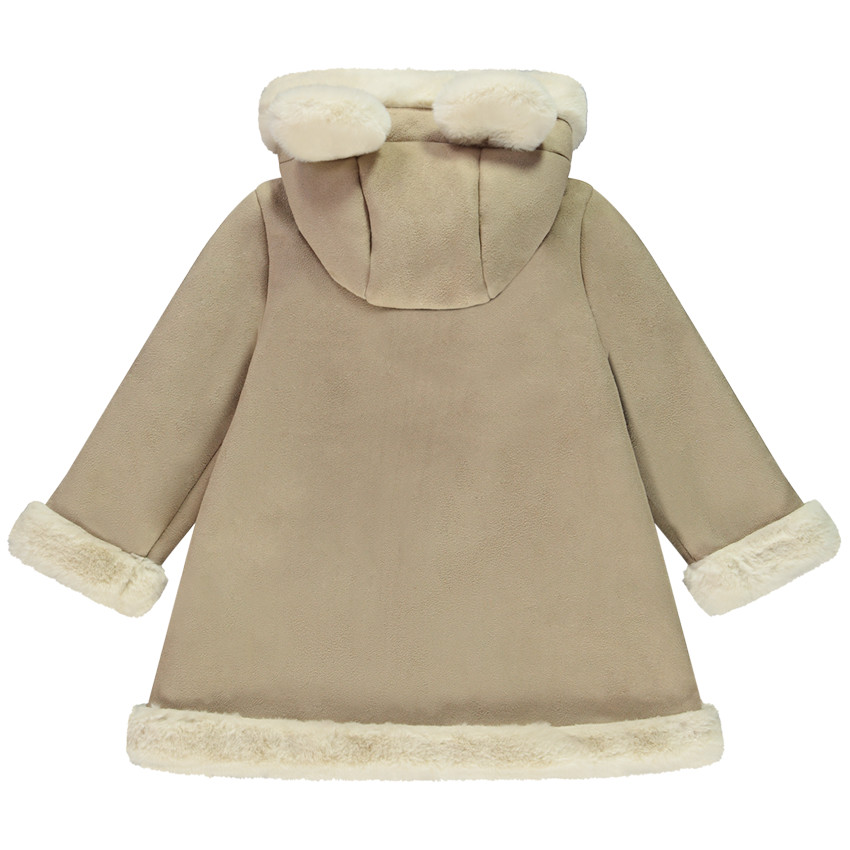 Abrigo de ante con capucha divertida de oso para bebé niña 