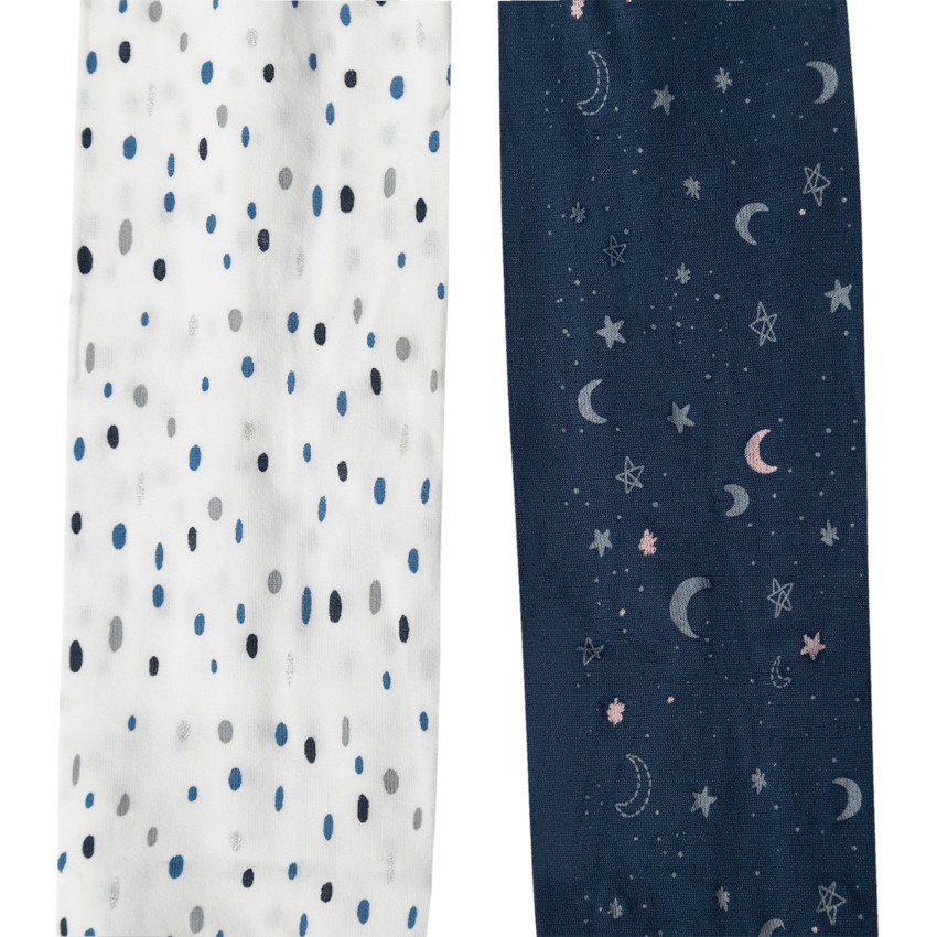 Pack de 2 medias finas con estampado de lunares y estrellas 