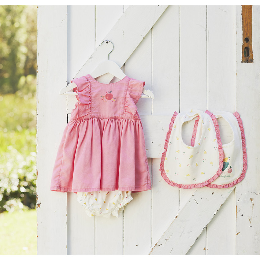 Conjunto 2 piezas vestido + bloomer estampado para niña bebé 