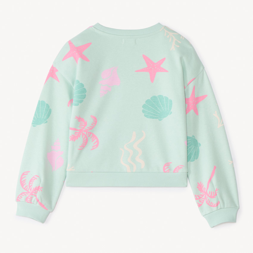 Sudadera oversized de felpa con estampado de purpurina para niña. 