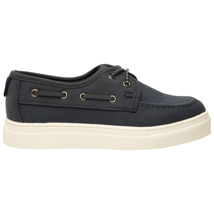 Zapatillas bajas de barco bi-materia con cordones elásticos para niño 