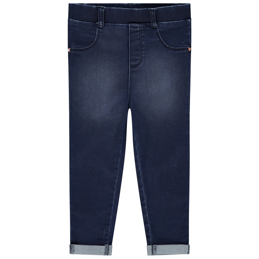 Jegging con efecto desgastado y remaches con forma de corazón 