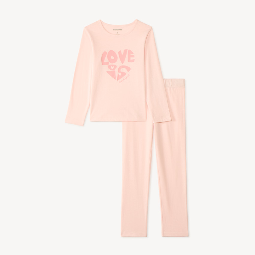 Pijama de 2 piezas con mangas largas y estampado divertido para niña. 