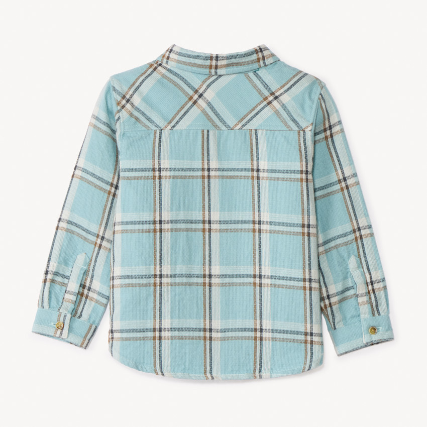 Camisa de manga larga de cuadros en franela para bebé niño 