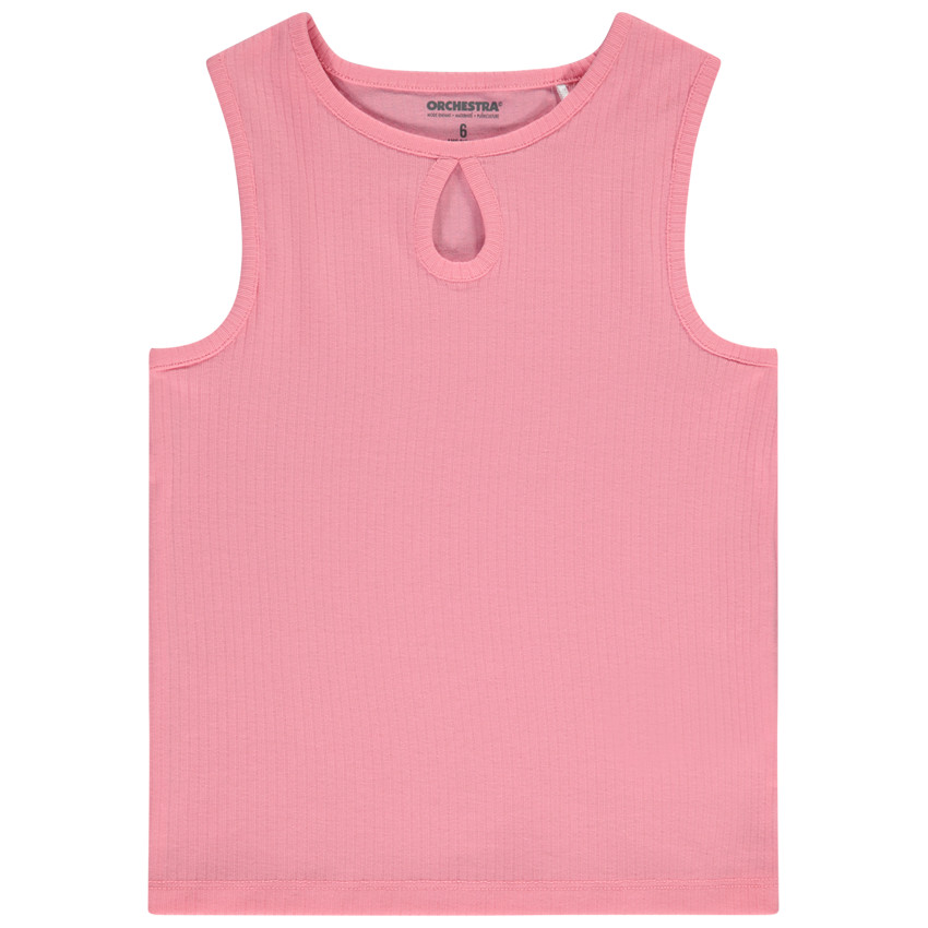 Camiseta sin mangas canalé con abertura para niña 