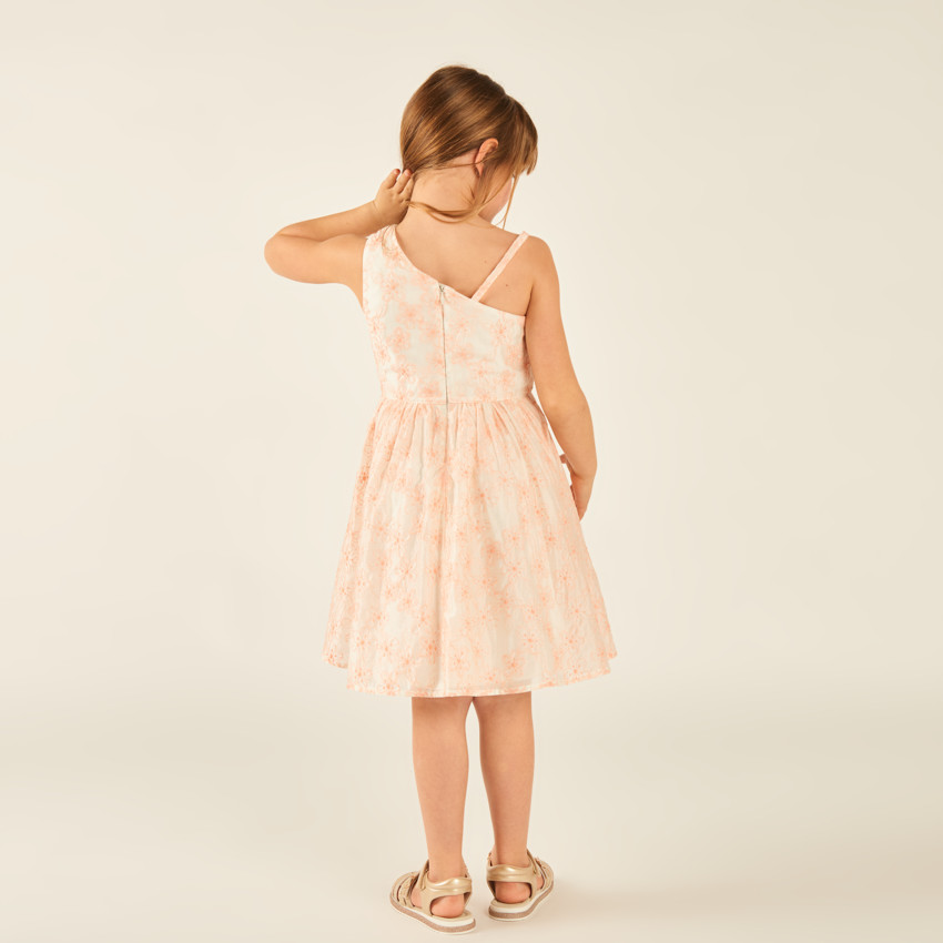 Ropa de tirantes asimétrica con flores bordadas para niña 