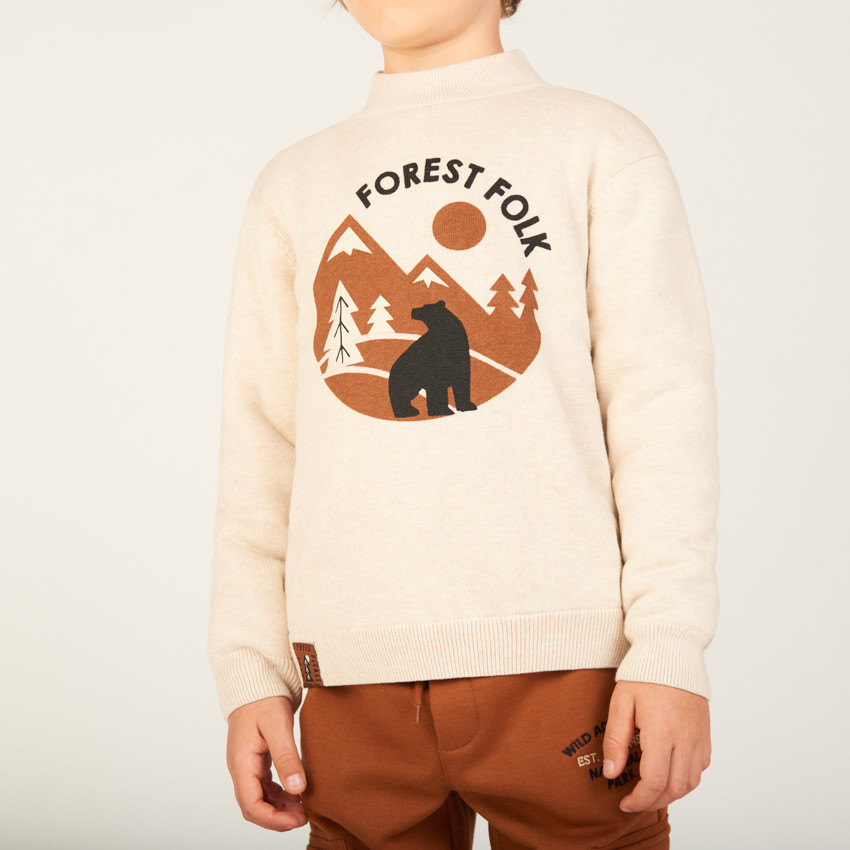 Jersey de punto estampado y forrado de sherpa para niño 