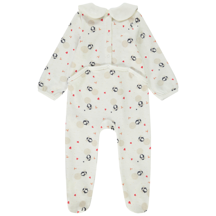 Dors-bien en velours imprimé fantaisie pour bébé fille 