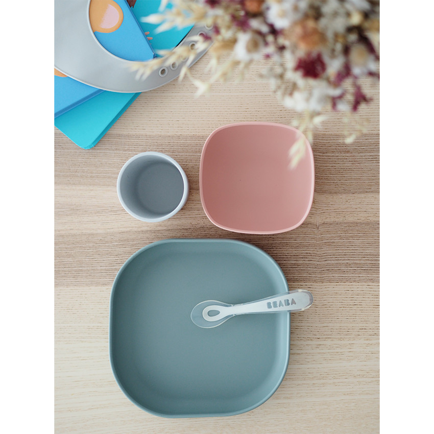 Set de 4 pièces - vaisselle en silicone – Eucalyptus 