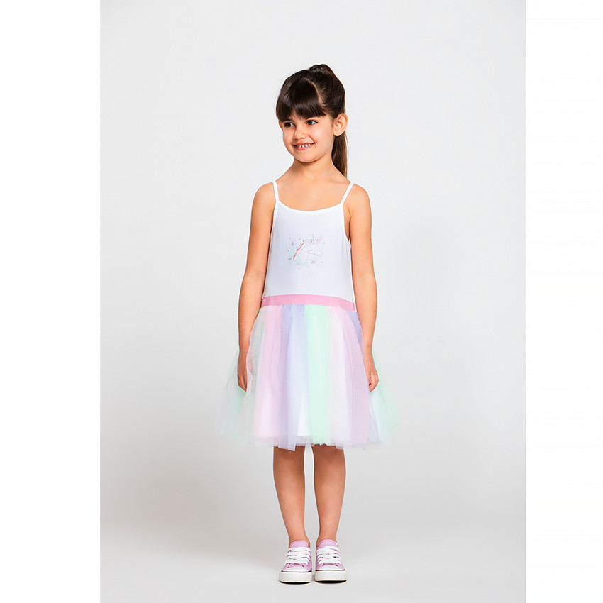 Robe à bretelles en maille et tulle pour fille 
