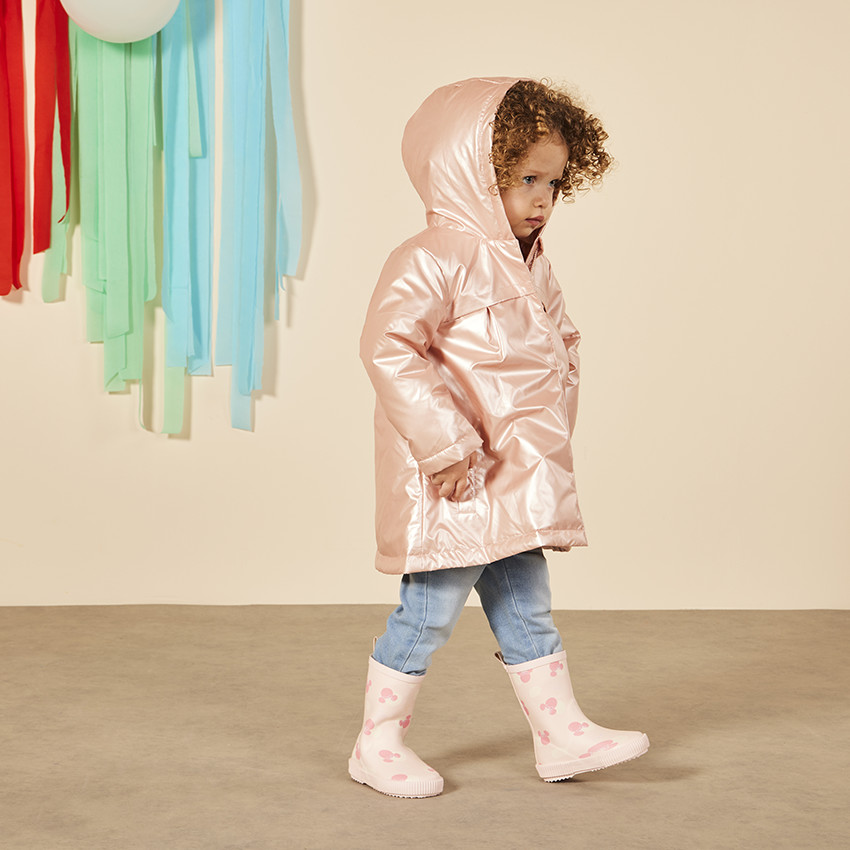 Parka goma repelente al agua efecto nacarado para bebé niña 