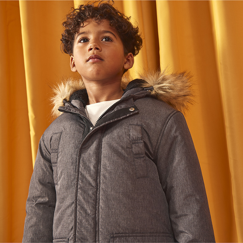 Parka grand froid déperlante à capuche en polyamide pour garçon 