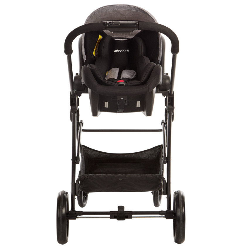 Carro trio combinado con silla de coche y capazo jaspeado/gris 