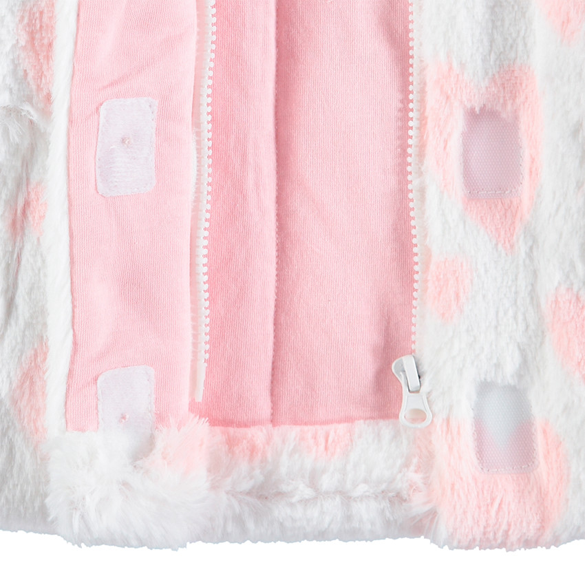 Cazadora con capucha de pelo falso con forro de punto 