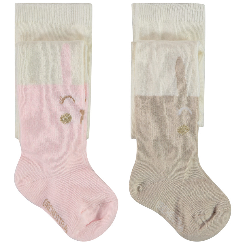 Pack de 2 leotardos gruesos con estampado de conejito para bebé niña 