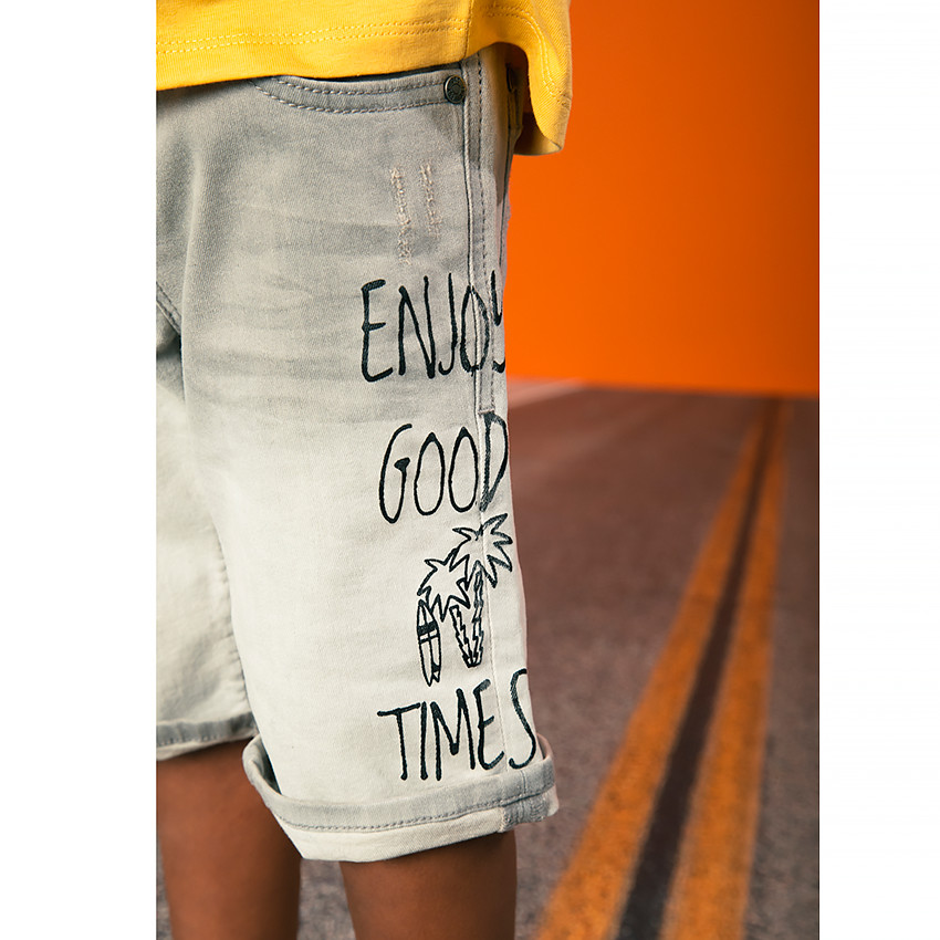 Bermuda en jean effet dip dye avec ceinture pour garçon 