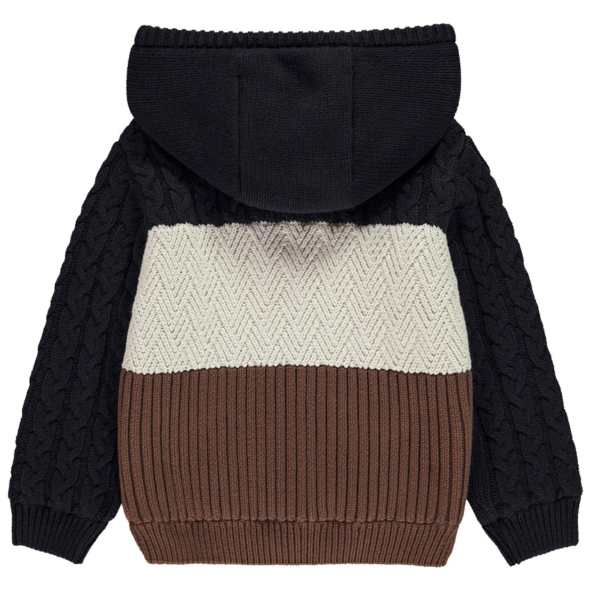 Chaleco de punto fantasía efecto colorblock con capucha para niño 