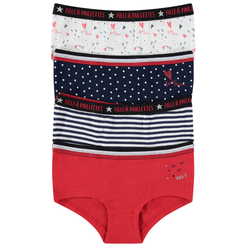 Lot de 4 shorties en coton à imprimés variés 
