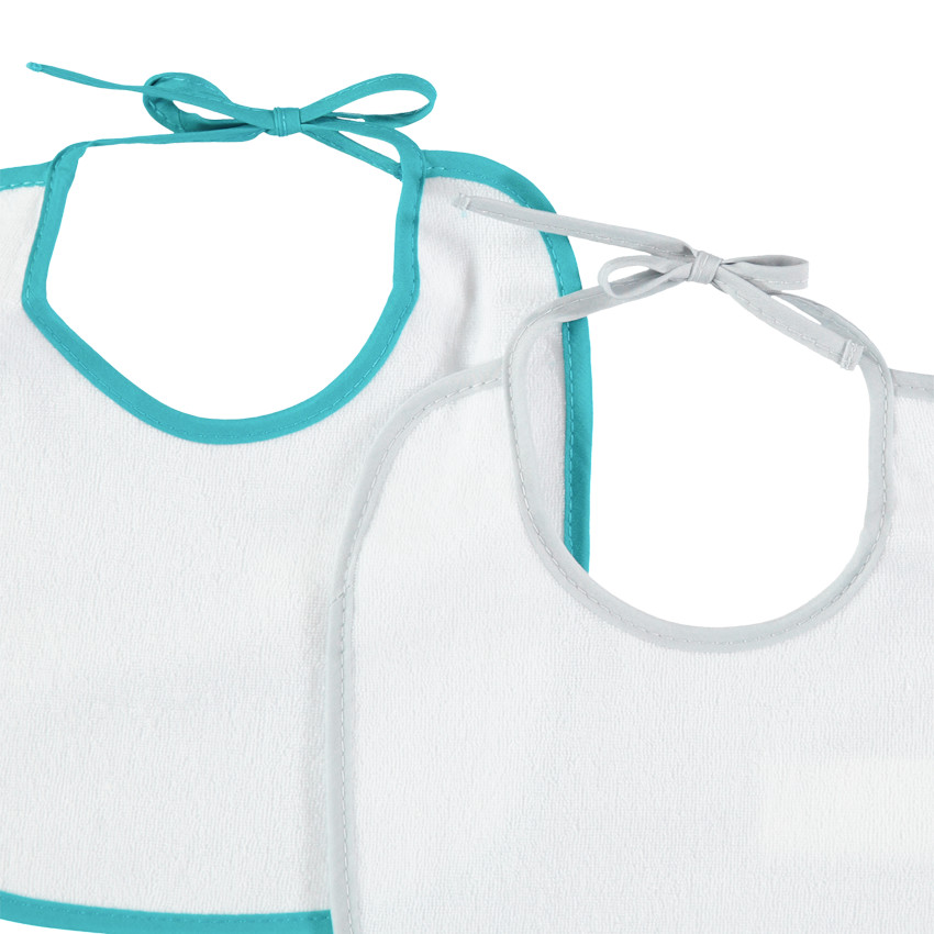 Pack de 5 baberos cortos de rizo con acabado de bies contrastante 