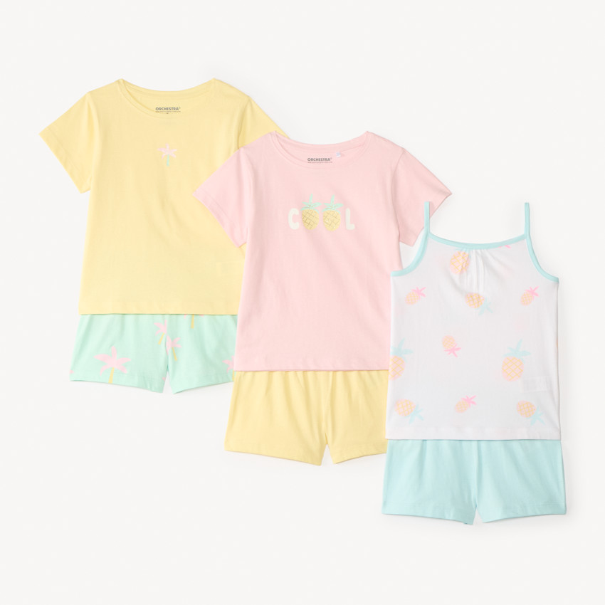 Lote de 3 conjuntos de pijama de 2 piezas con diseño para niña 