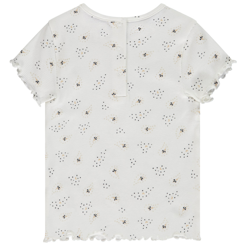 Camiseta manga corta acanalada y estampada para bebé niña 