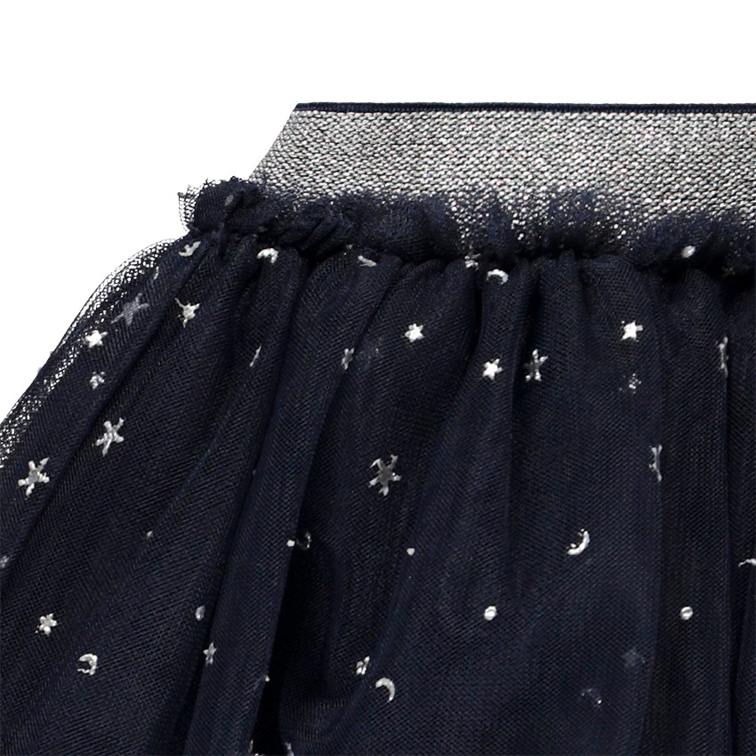 Falda de tul fruncida con estampado plateado para niña 