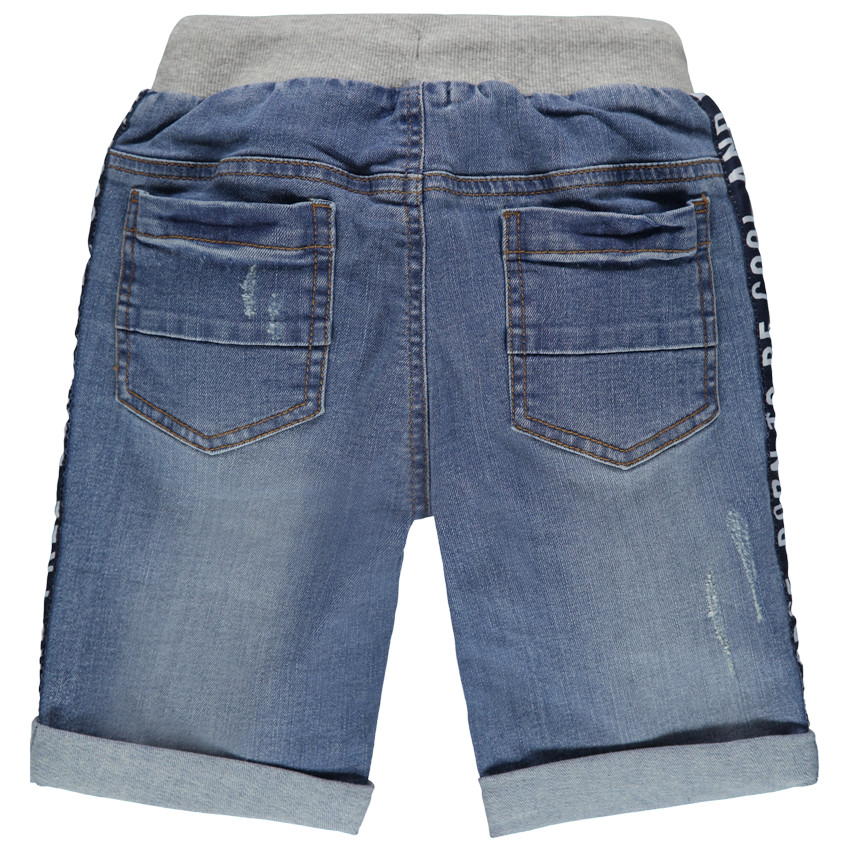 Bermudas vaqueras con efecto desgastado y cintura elástica 