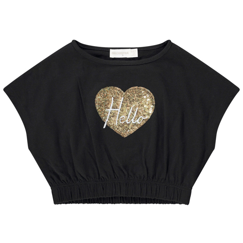 Crop top avec sequins et taille élastiquée pour fille 