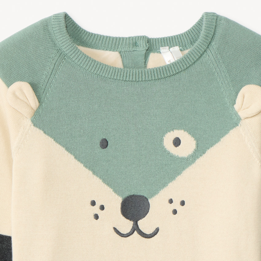 Jersey de manga larga de punto divertido forrado en terciopelo para bebé niño 