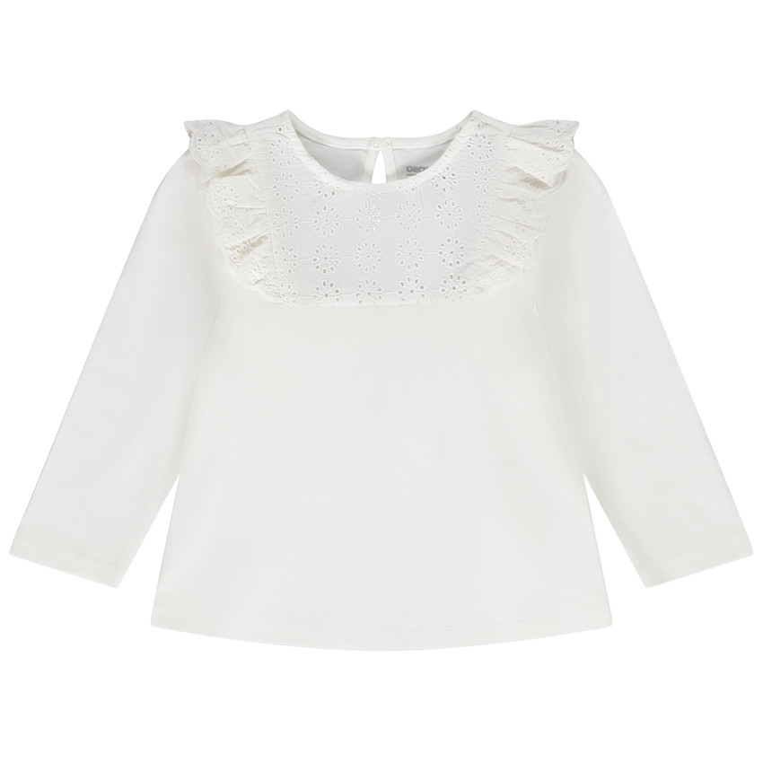 Camiseta de manga larga con cuello de bordado inglés para bebé niña  Additional Camiseta de manga larga con cuello de bordado inglés para bebé niña