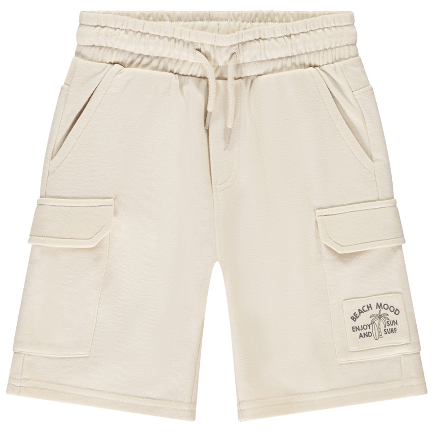 Bermuda de felpa lisa con bolsillos estilo cargo para niño 