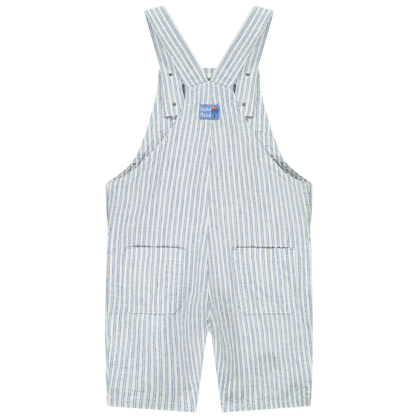 Pelele corto rayado con botones de coco para bebé niño 