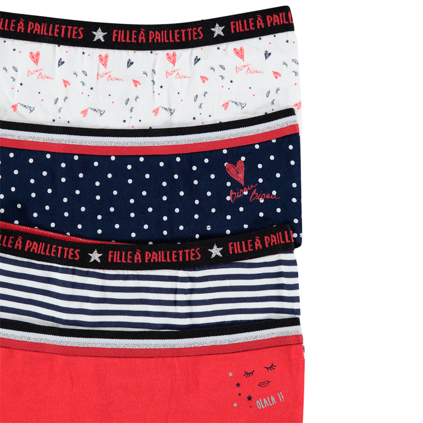 Lot de 4 shorties en coton à imprimés variés 