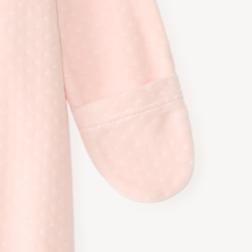 Pijama de terciopelo con bordado de osito para bebé niña 