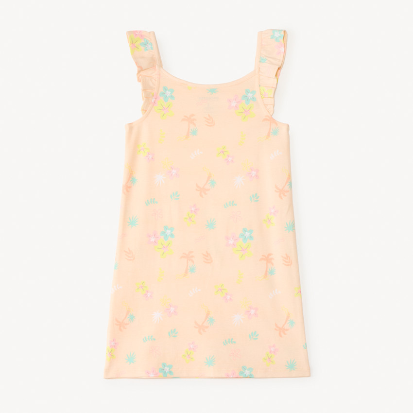 Camisa de noche con tirantes volantes y estampado fantasía para niña 