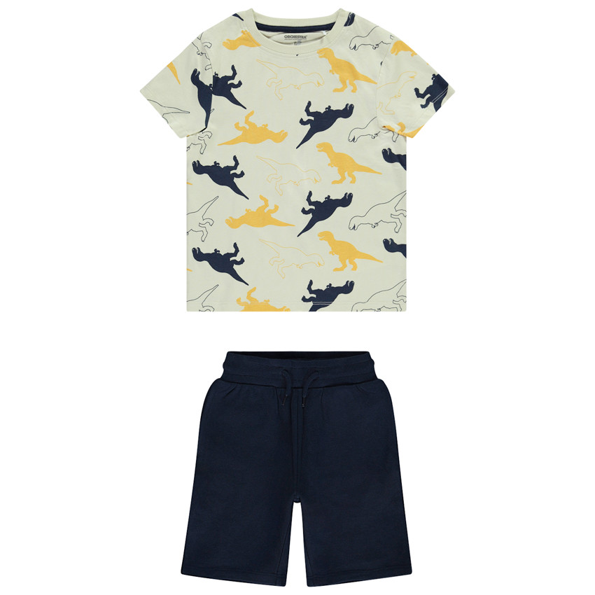 Conjunto camiseta de manga corta con estampado de dinosaurio + short para niño 