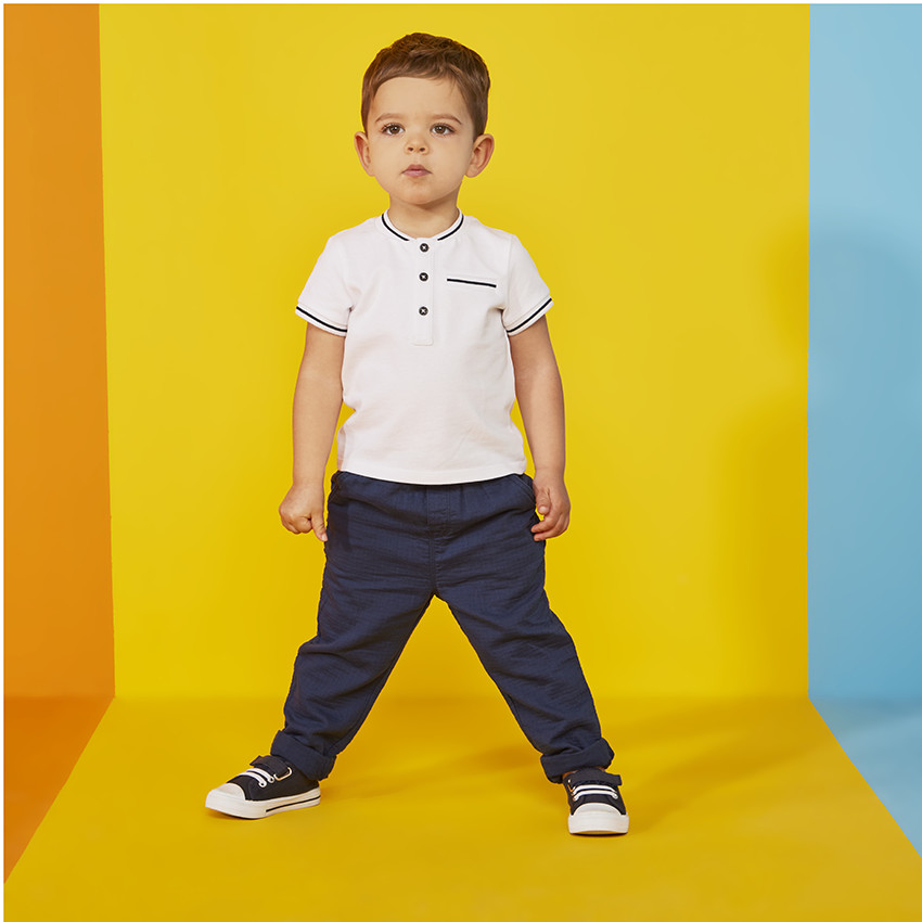 Polo de manga corta con cuello teddy para bebé niño 