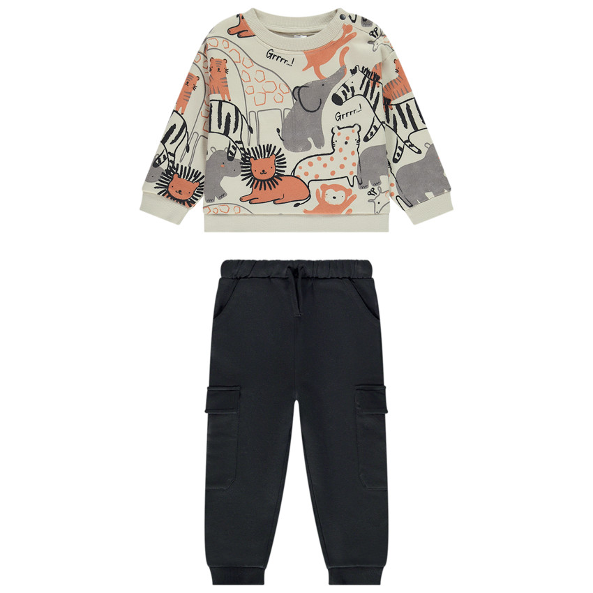 Conjunto de jogging estampado safari para bebé niño 