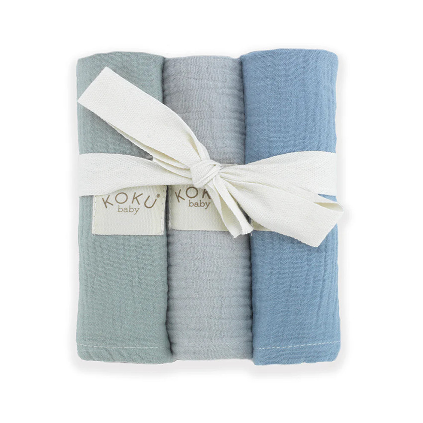 Pack 3 muselinas 35x35cm - Azul 