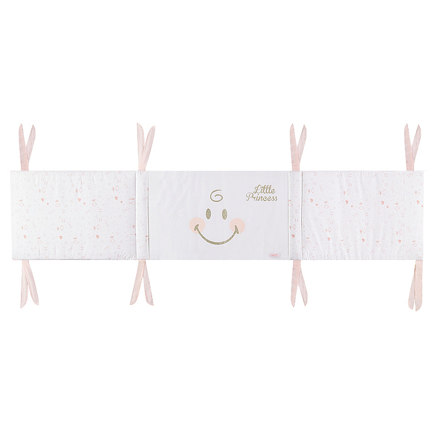 Protector de cuna enguatado con lazos y motivo Smiley Girl 