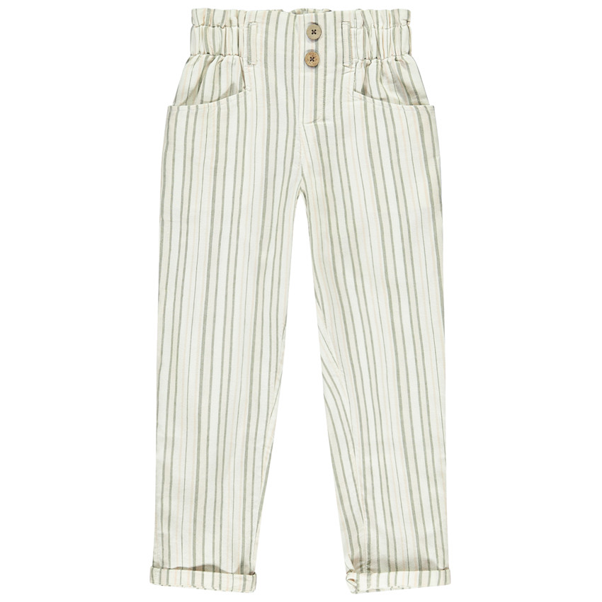 Pantalón fluido de tela rayada para niña 
