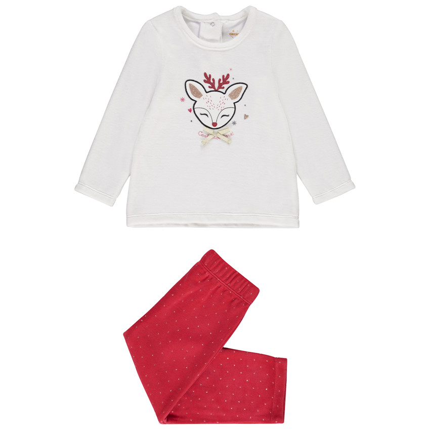 Pyjama 2 pièces en velours esprit Noël pour bébé fille Main Pyjama 2 pièces en velours esprit Noël pour bébé fille