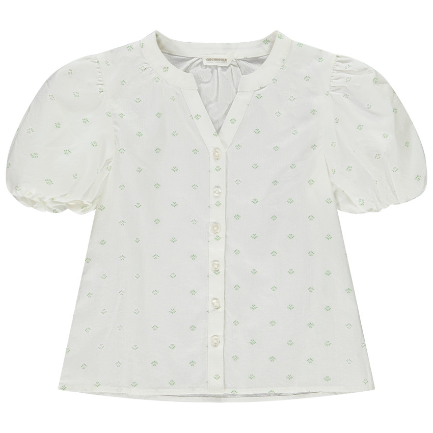 Blusa con mangas abullonadas estampado minimalista para niña 