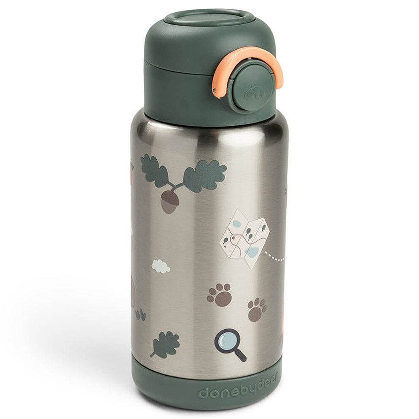 Botella térmica con pajita 340ml Tiny Trails - verde 