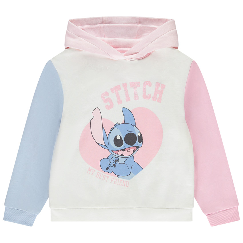 Sudadera con capucha efecto color block Stitch Disney para niña 