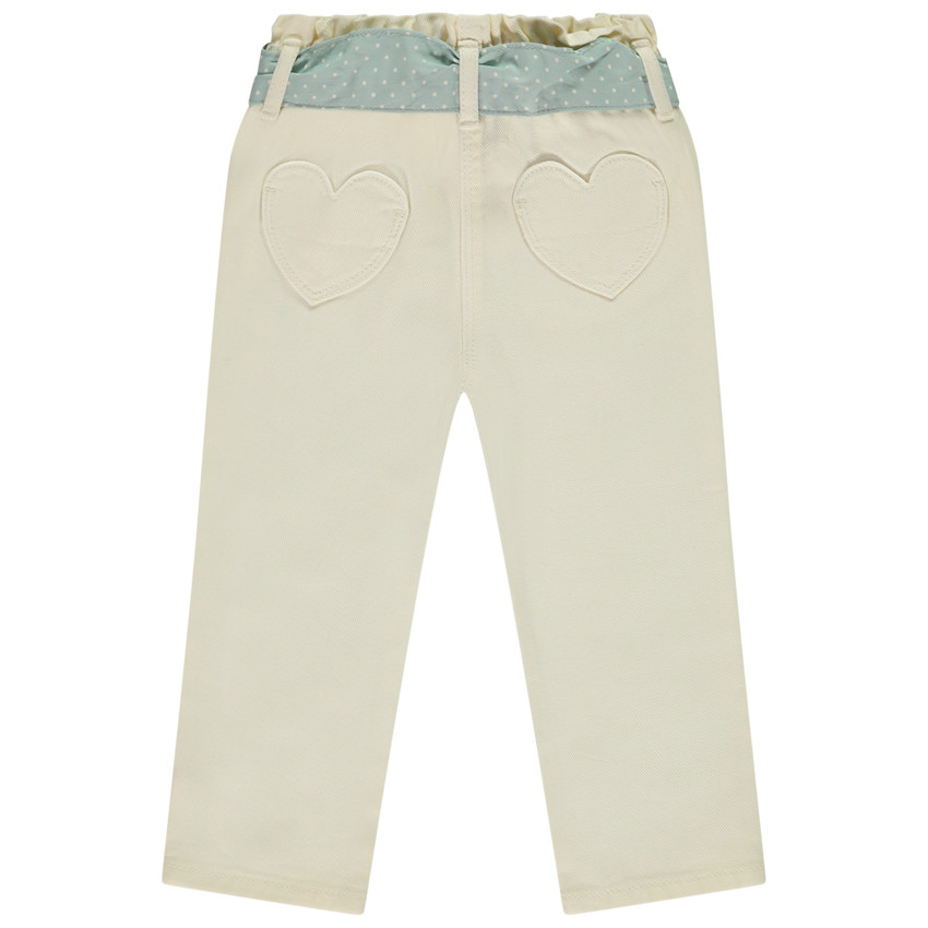 Jeans con cinturón de foulard y bordados de mariposas para bebé niña 