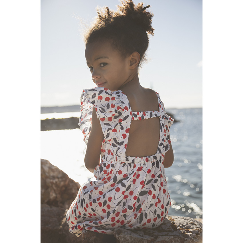 Vestido manga corta cerezas 