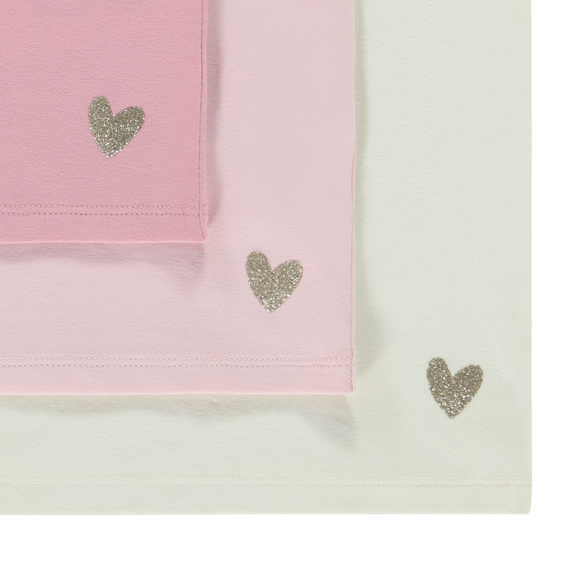 Pack de 3 camisetas de manga larga con estampado de corazón para bebé niña 