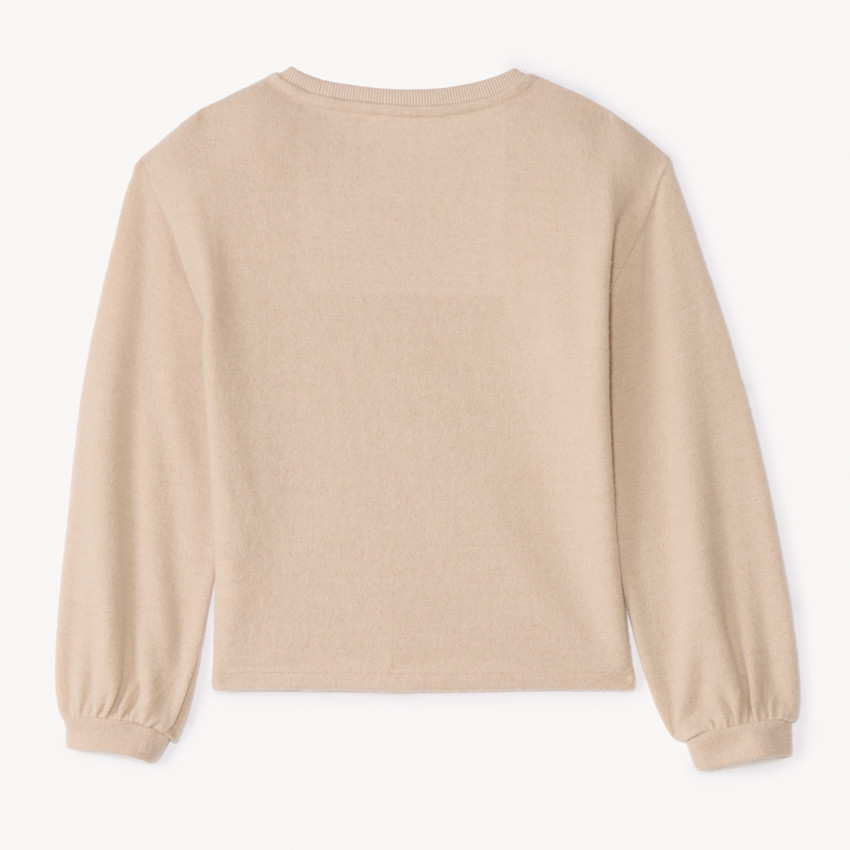 Camiseta de manga larga oversize con strass para niña 