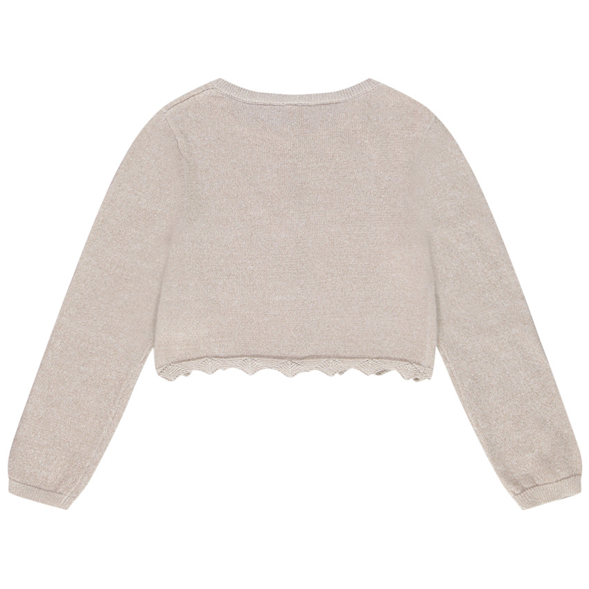 Gilet corto de punto con base festoneada para niña 